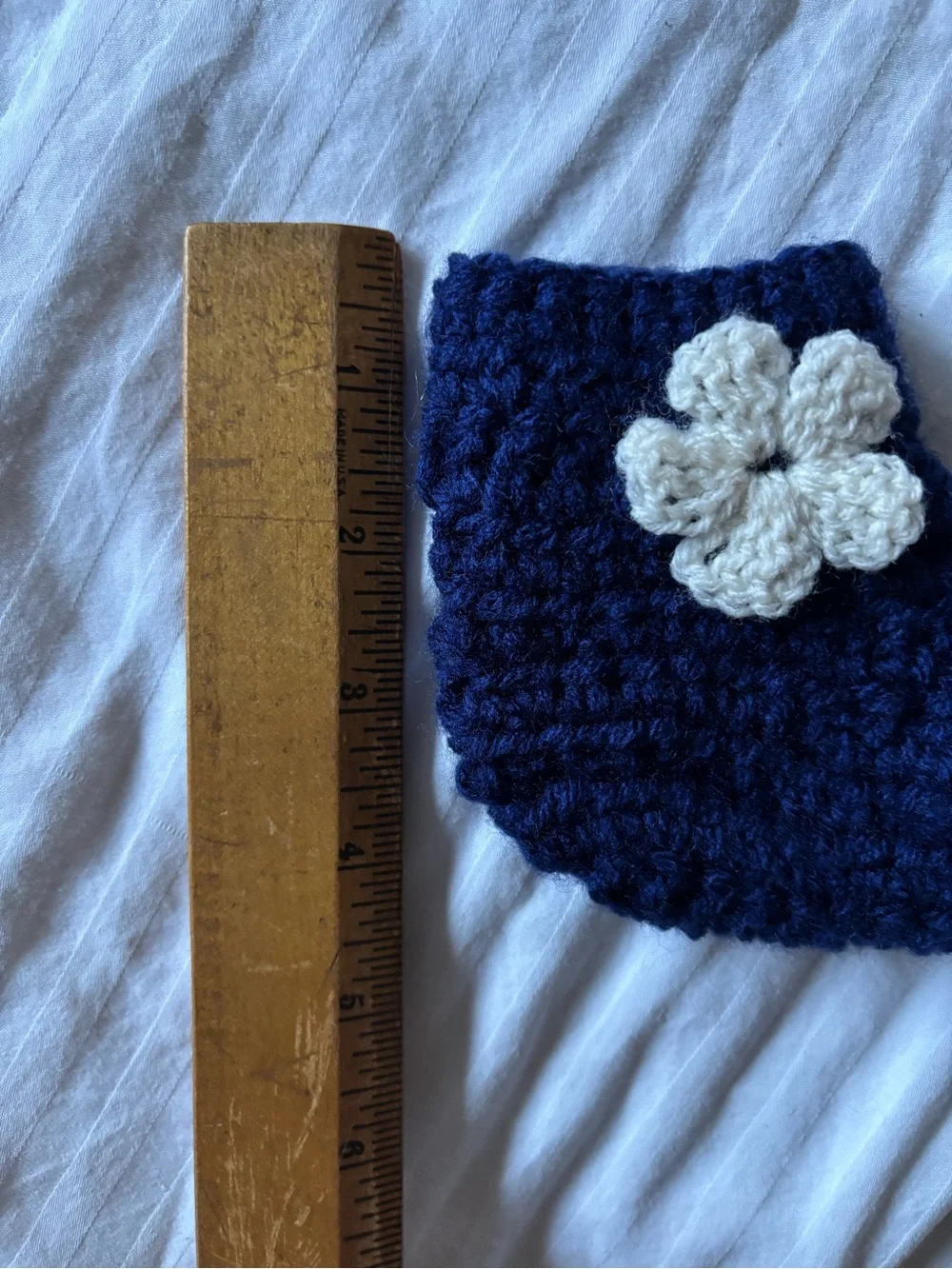 Handcrafted Navy Kids Socks with Cream Flower